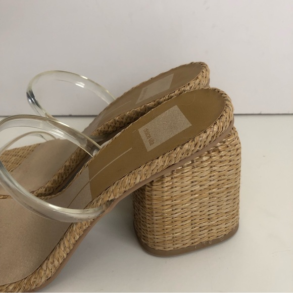 Dolce Vita Natie Clear strap jute block heels. - Picture 4 of 7